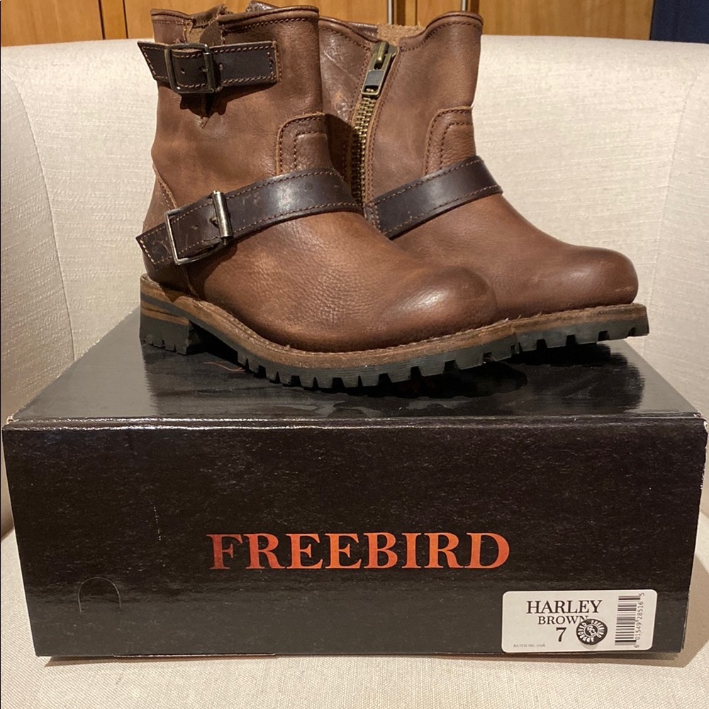 Freebird Woman’s Brown Leather Harley Boots Sz 7